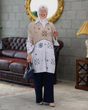 Embroidered Contrast Linen Shirt – Beige & White