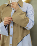 Contrast Panel Poplin Shirt – Beige