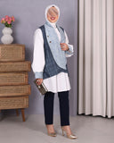 Layered Vest Poplin Shirt – White & Blue