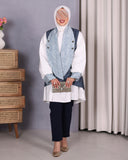 Layered Vest Poplin Shirt – White & Blue