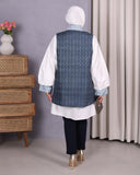 Layered Vest Poplin Shirt – White & Blue