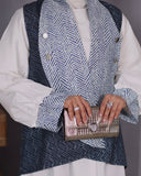 Layered Vest Poplin Shirt – White & Blue