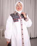 Ethnic Panel Linen Poplin Shirt – White & Beige