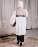 Ethnic Panel Linen Poplin Shirt – White & Beige