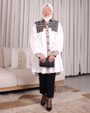 Ethnic Panel Linen Poplin Shirt – White & Beige