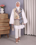 Patchwork Vest Turkish Linen Poplin Shirt – Beige & Blue