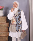 Patchwork Vest Turkish Linen Poplin Shirt – Beige & Blue