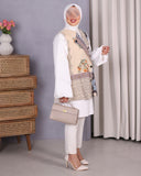 Patchwork Vest Turkish Linen Poplin Shirt – Beige & Blue