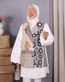Patchwork Vest Turkish Linen Poplin Shirt – Beige & Blue
