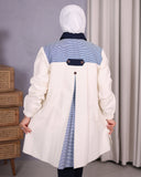 Striped Panel Viscose Cotton Shirt – Beige & Blue