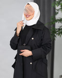Double-Breasted Parachute Trench Coat – Black
