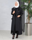 Double-Breasted Parachute Trench Coat – Black