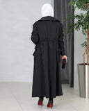 Double-Breasted Parachute Trench Coat – Black