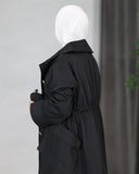 Double-Breasted Parachute Trench Coat – Black