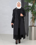 Double-Breasted Parachute Trench Coat – Black