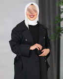 Double-Breasted Parachute Trench Coat – Black