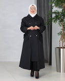 Double-Breasted Parachute Trench Coat – Black