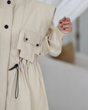 Oversized Utility Parachute Trench Coat – Beige