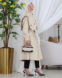 Oversized Utility Parachute Trench Coat – Beige