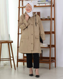 Hooded Utility Parachute Trench Coat – Beige