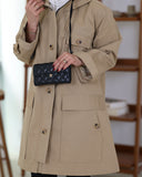 Hooded Utility Parachute Trench Coat – Beige