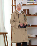 Hooded Utility Parachute Trench Coat – Beige