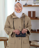 Hooded Utility Parachute Trench Coat – Beige