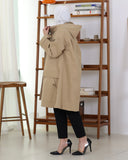 Hooded Utility Parachute Trench Coat – Beige