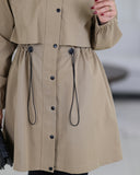 Drawstring Waist Parachute Trench Coat – Beige