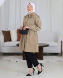 Drawstring Waist Parachute Trench Coat – Beige
