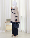 Jacquard Cotton Tracksuit Set – Beige & Navy