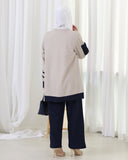 Jacquard Cotton Tracksuit Set – Beige & Navy