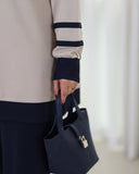 Jacquard Cotton Tracksuit Set – Beige & Navy