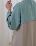 Contrast Panel Jacquard Cotton Tracksuit Set – Sage & Beige