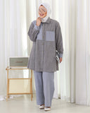 Two-Tone Linen Set – Grey & Light Blue