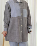 Two-Tone Linen Set – Grey & Light Blue