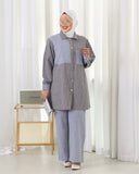 Two-Tone Linen Set – Grey & Light Blue