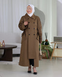 Double-Breasted Parachute Trench Coat – Brown
