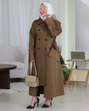Double-Breasted Parachute Trench Coat – Brown