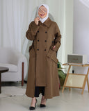 Double-Breasted Parachute Trench Coat – Brown