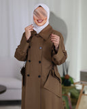 Double-Breasted Parachute Trench Coat – Brown