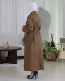Double-Breasted Parachute Trench Coat – Brown