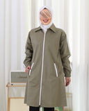 Sporty Zip-Up Parachute Trench Coat – Olive