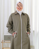 Sporty Zip-Up Parachute Trench Coat – Olive