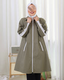 Sporty Zip-Up Parachute Trench Coat – Olive
