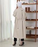 Classic Buttoned Parachute Trench Coat – Beige