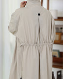 Classic Buttoned Parachute Trench Coat – Beige