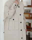 Classic Buttoned Parachute Trench Coat – Beige
