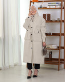 Classic Buttoned Parachute Trench Coat – Beige