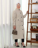 Classic Buttoned Parachute Trench Coat – Beige